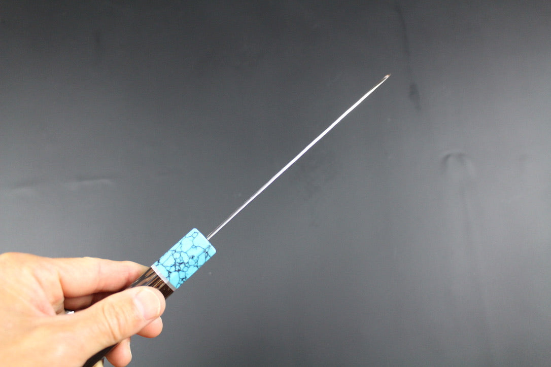 Yu Kurosaki - SG2 Hammered "Senko" Santoku Knife 170mm with wenge handle turquoise ferrule