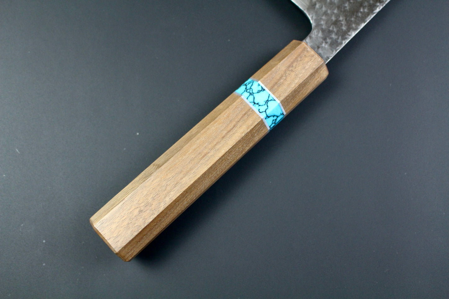 Yu Kurosaki - SG2 Hammered "Senko" Bunka Knife 170mm with walnut handle turquoise ferrule