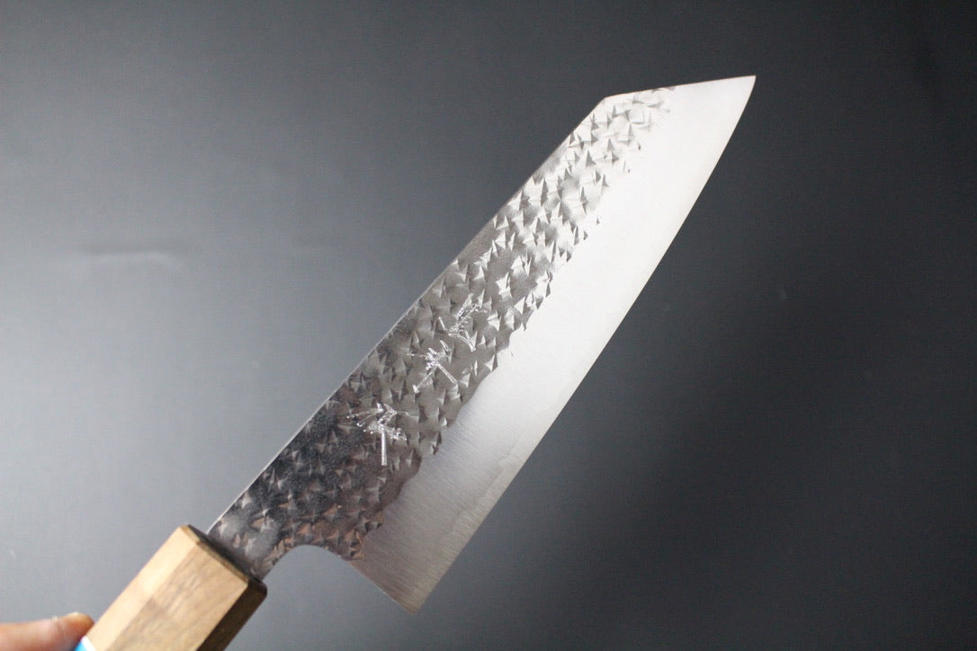 Yu Kurosaki - SG2 Hammered "Senko" Bunka Knife 170mm with walnut handle turquoise ferrule