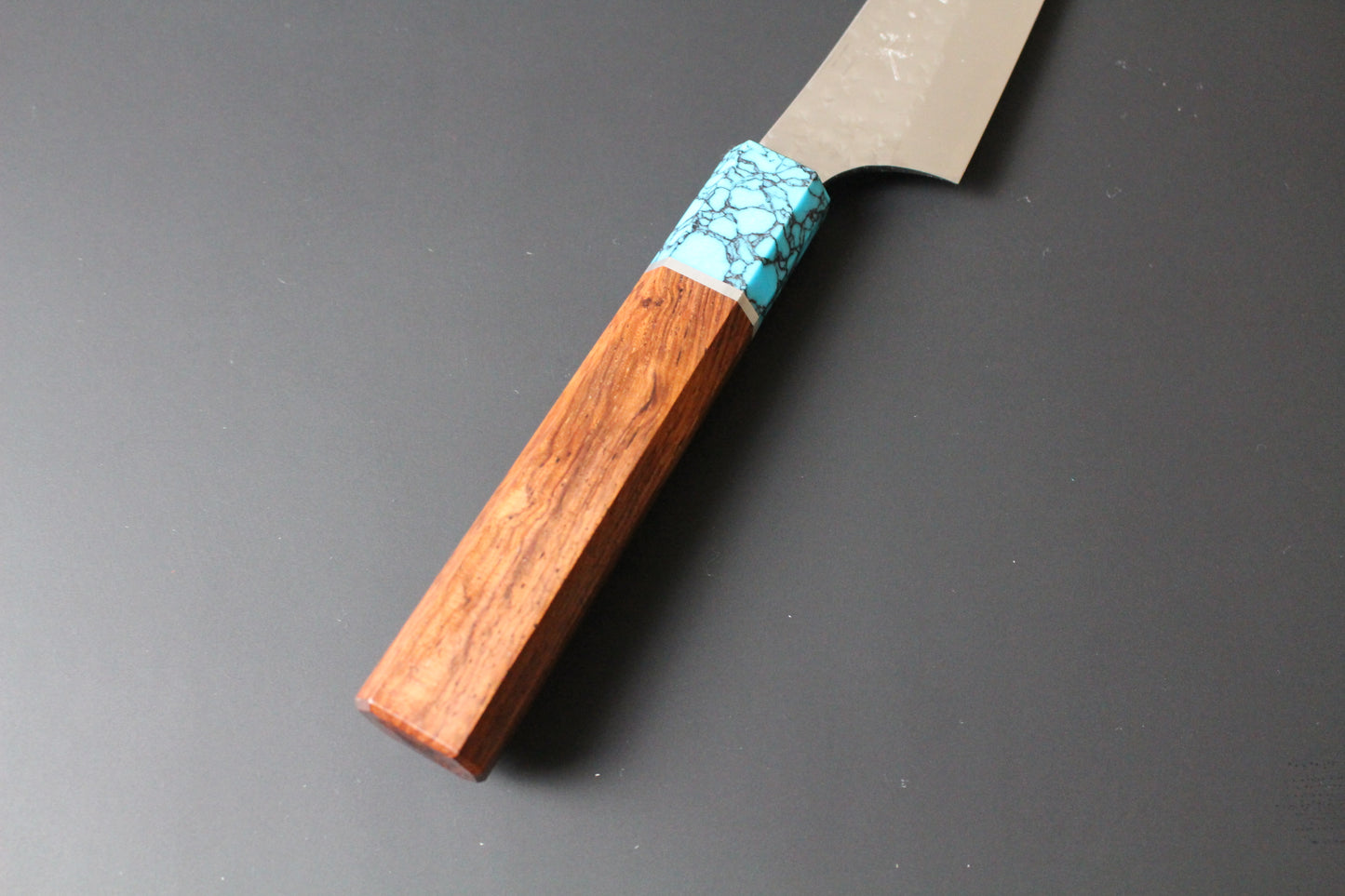 Yu Kurosaki - SG2 Hammered "Senko Ei" Petty Knife 150mm with wenge handle turquoise ferrule