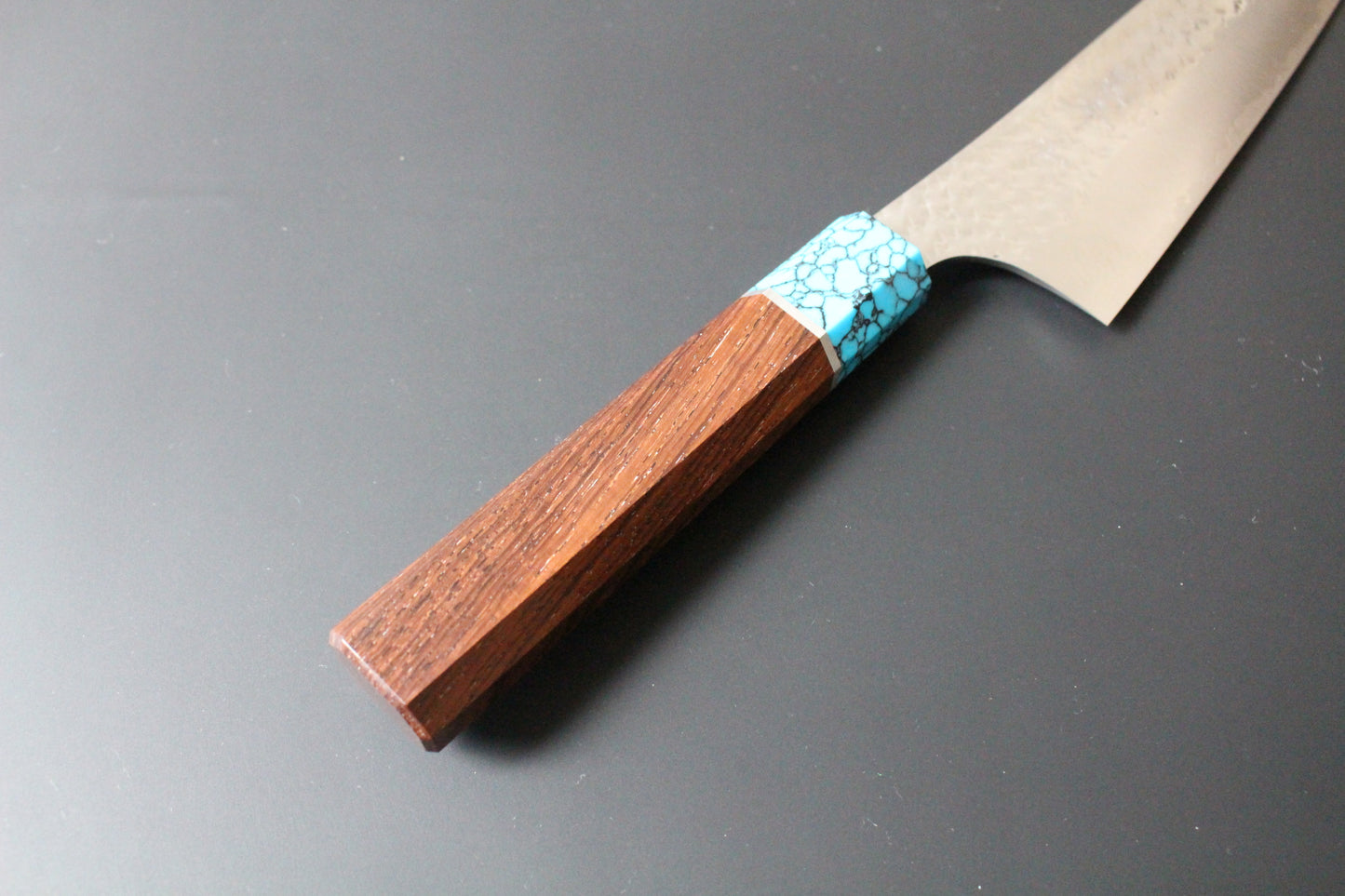 Yu Kurosaki - SG2 Hammered "Senko Ei" Gyuto Knife 210mm with Wenge handle turquoise ferrule