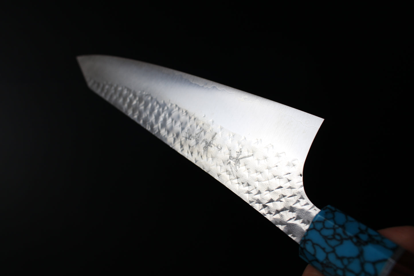 Yu Kurosaki - SG2 Hammered "Senko Ei" Gyuto Knife 210mm with Wenge handle turquoise ferrule