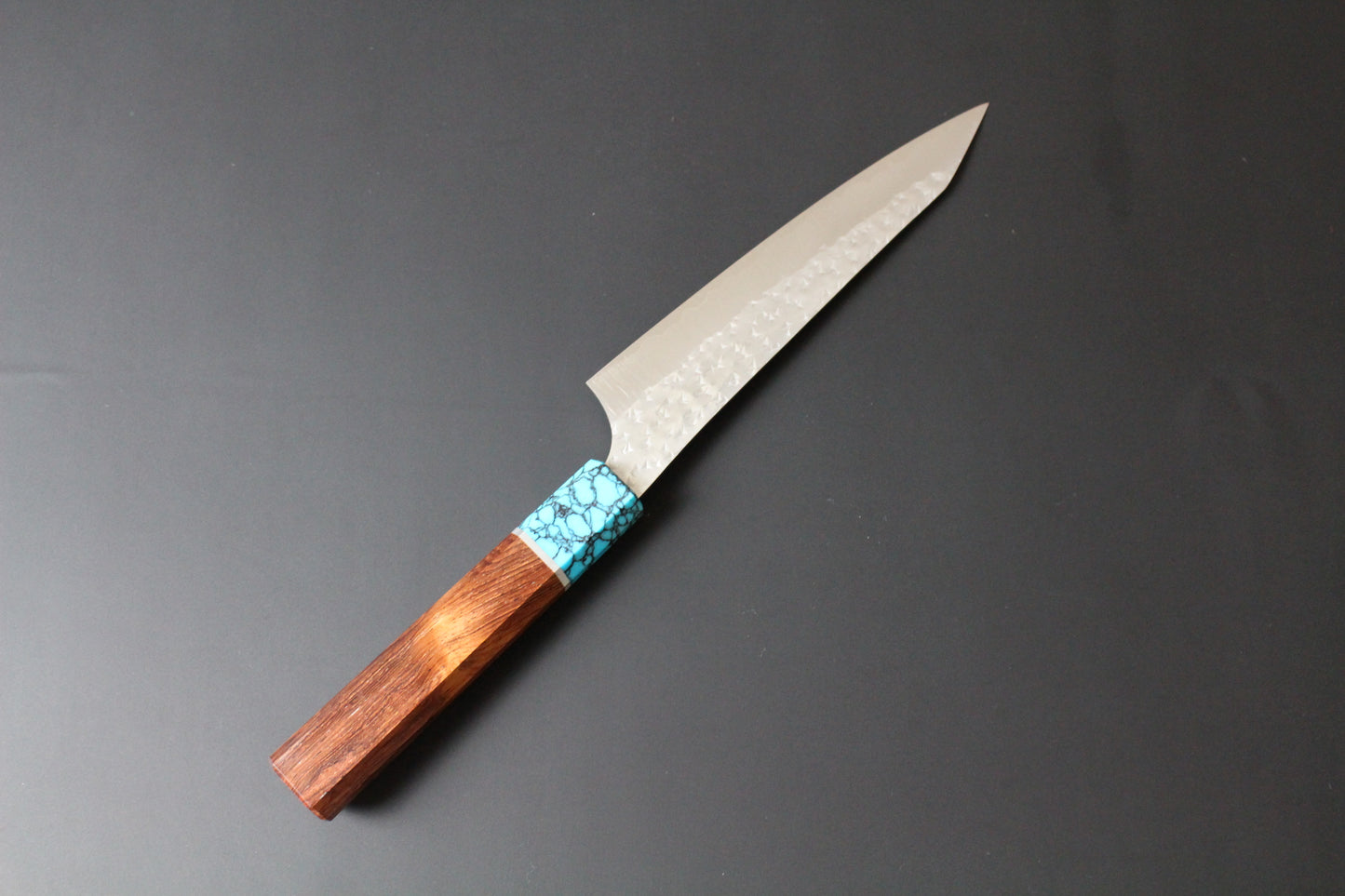 Yu Kurosaki - SG2 Hammered "Senko Ei" Petty Knife 150mm with wenge handle turquoise ferrule